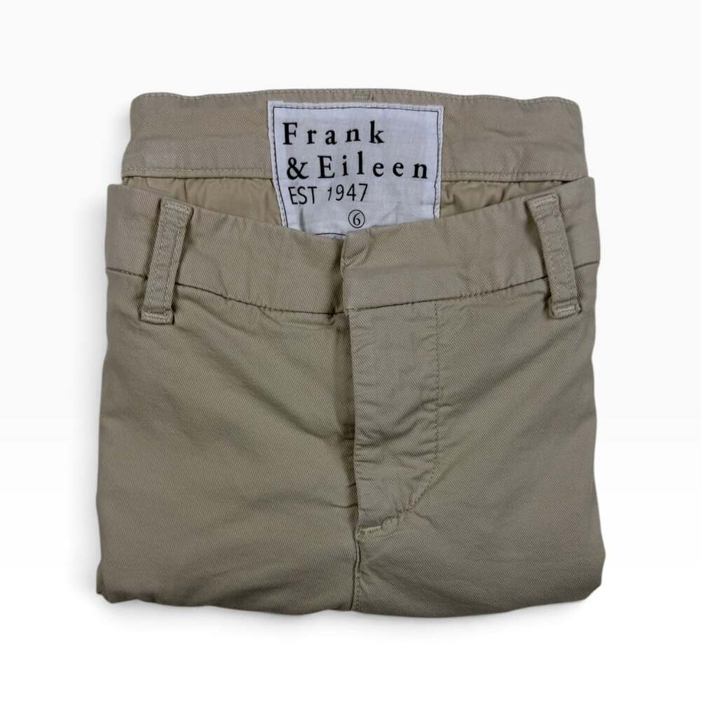 Frank & Eileen Wicklow Chino Pants Size 6 Khaki Straight Leg Raw Hem